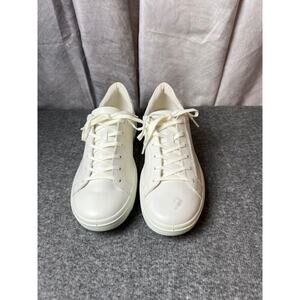 ECCO Shoes Womens 38 Soft Classic Casual Sneakers White Leather Lace Up Low